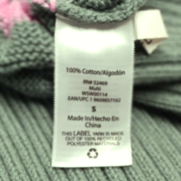 Pink and Green Turtleneck Sweater with Ribbed Knit - Picture 4 of 4